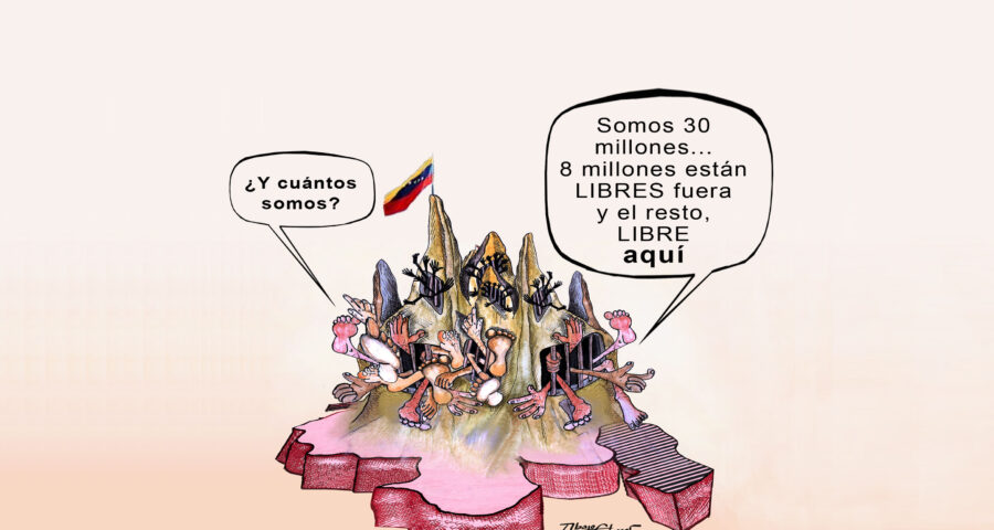 Caricatura de presos políticos y diáspora en Venezuela