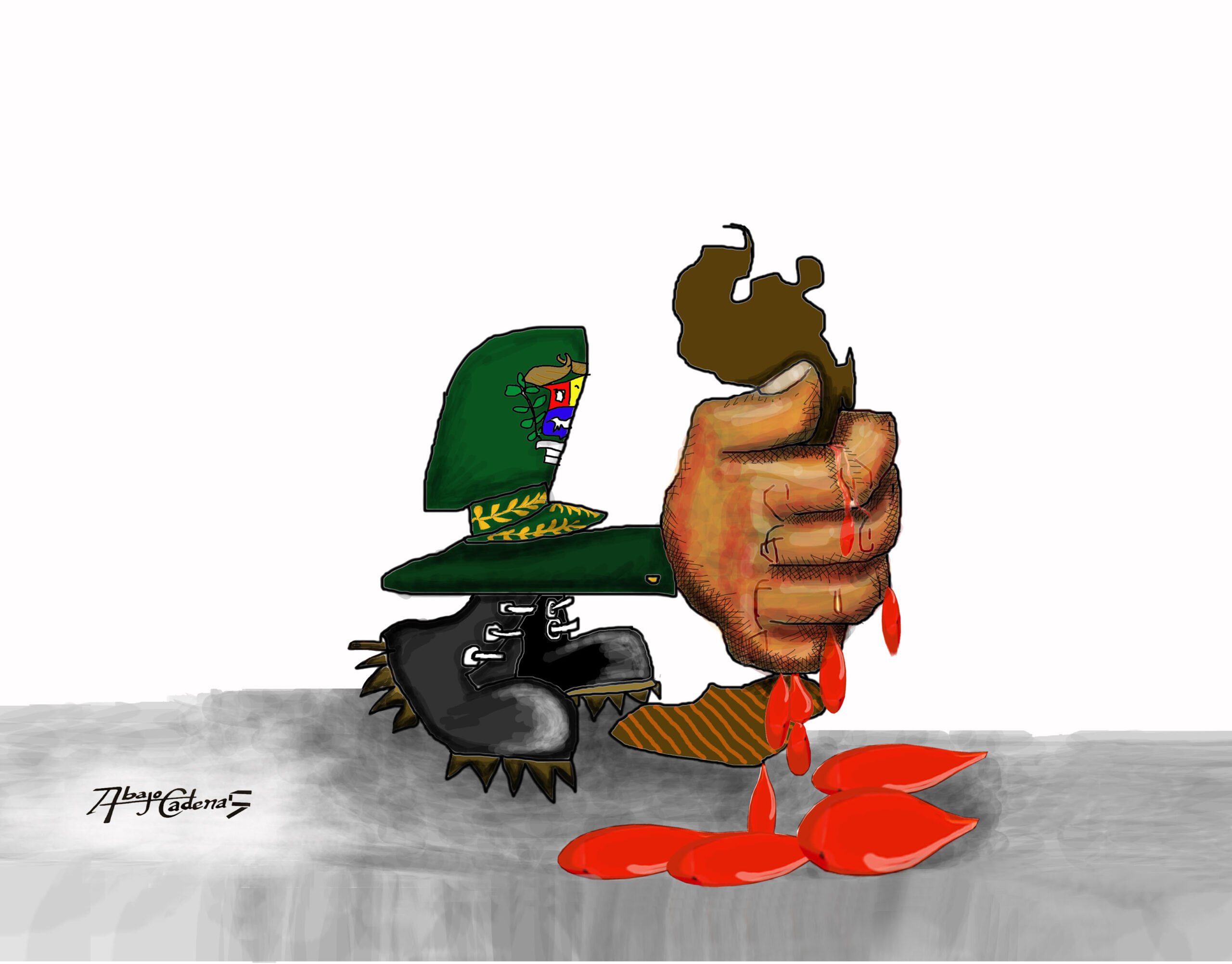 Caricatura de Venezuela ultrajada por el régimen de Maduro